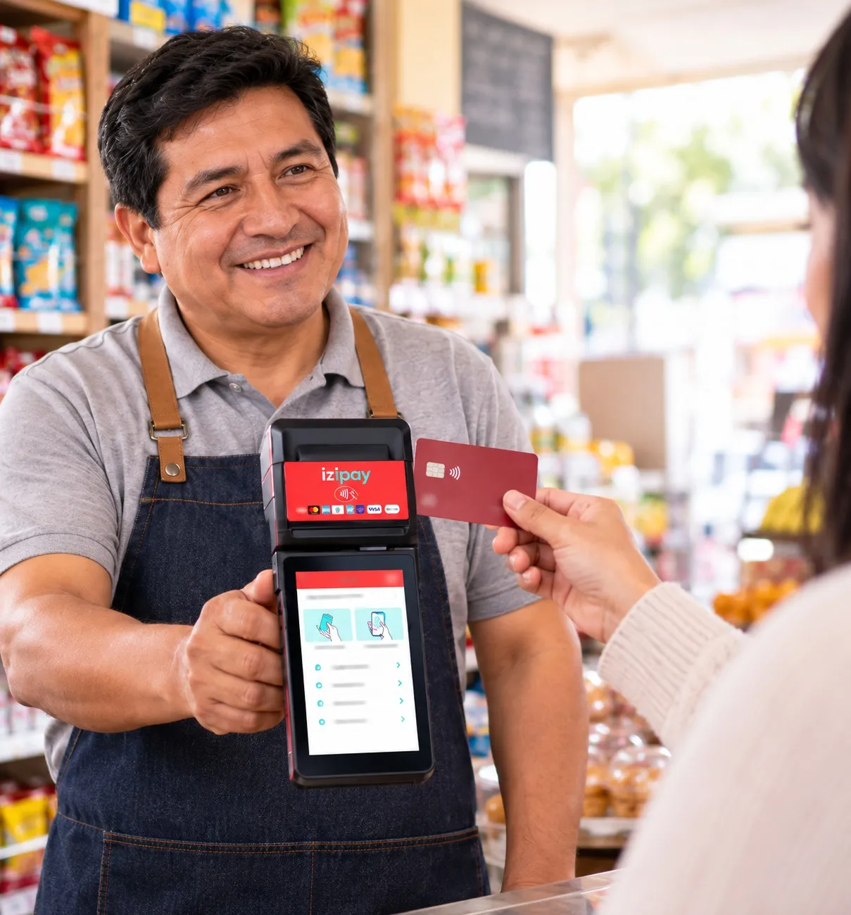 Bodeguero cobra con tarjeta en su POS Izipay